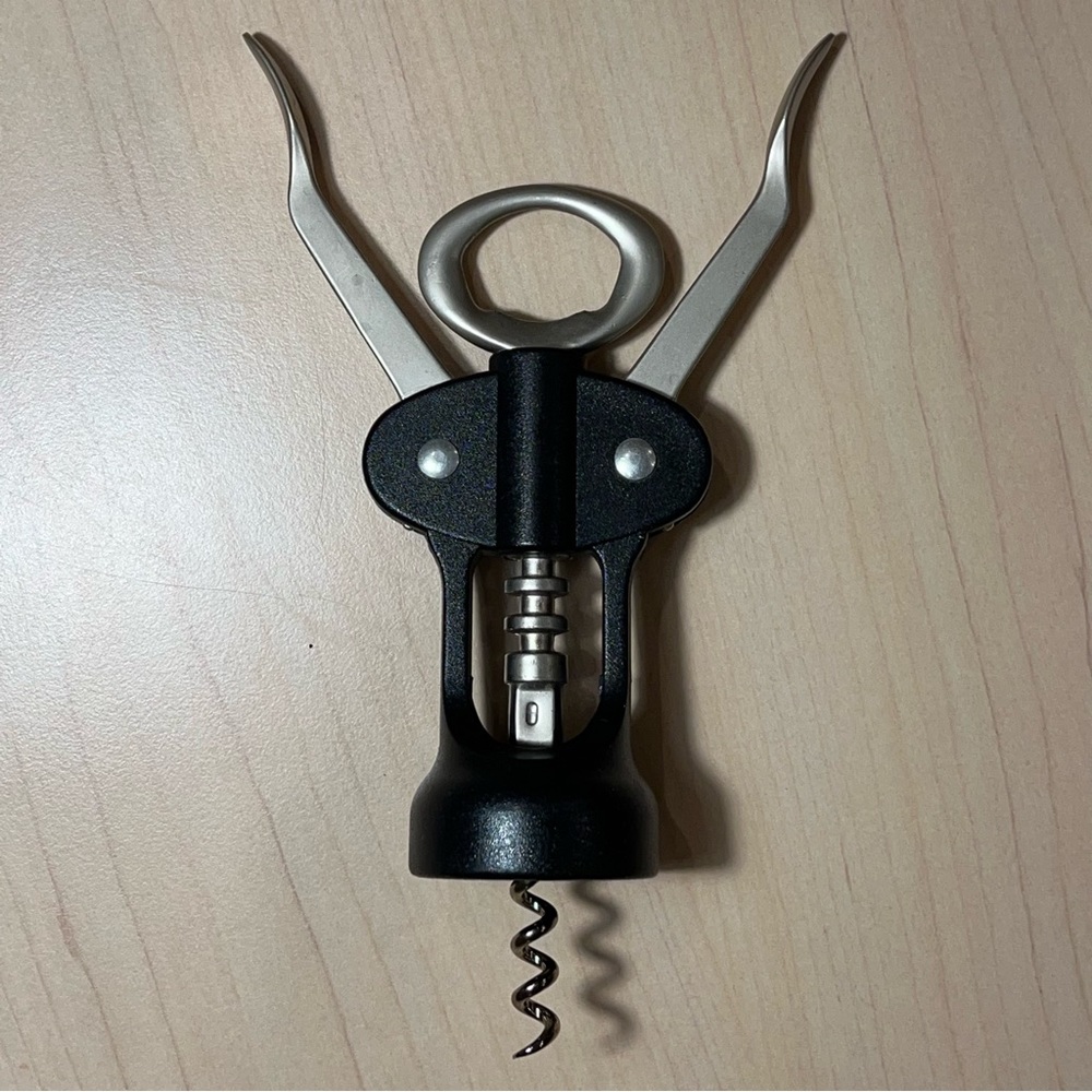 Wine and Beer Bottle Opener, Black and Silver